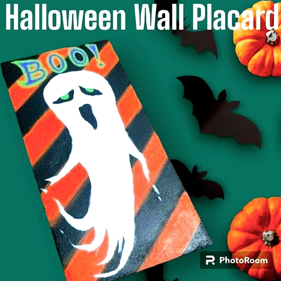 👻🪦NEW Halloween Striped Autumn Ghost Spooky Cute Wall Decor - Picture 10 of 10